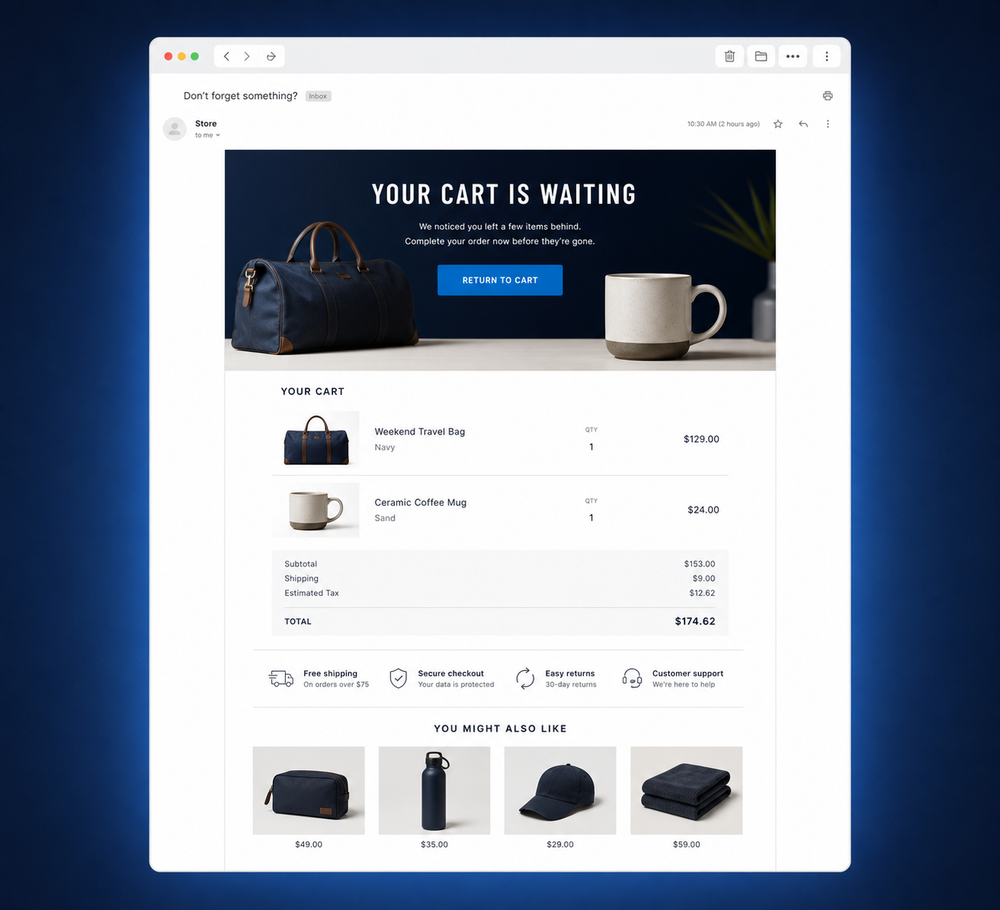 Abandoned cart email design