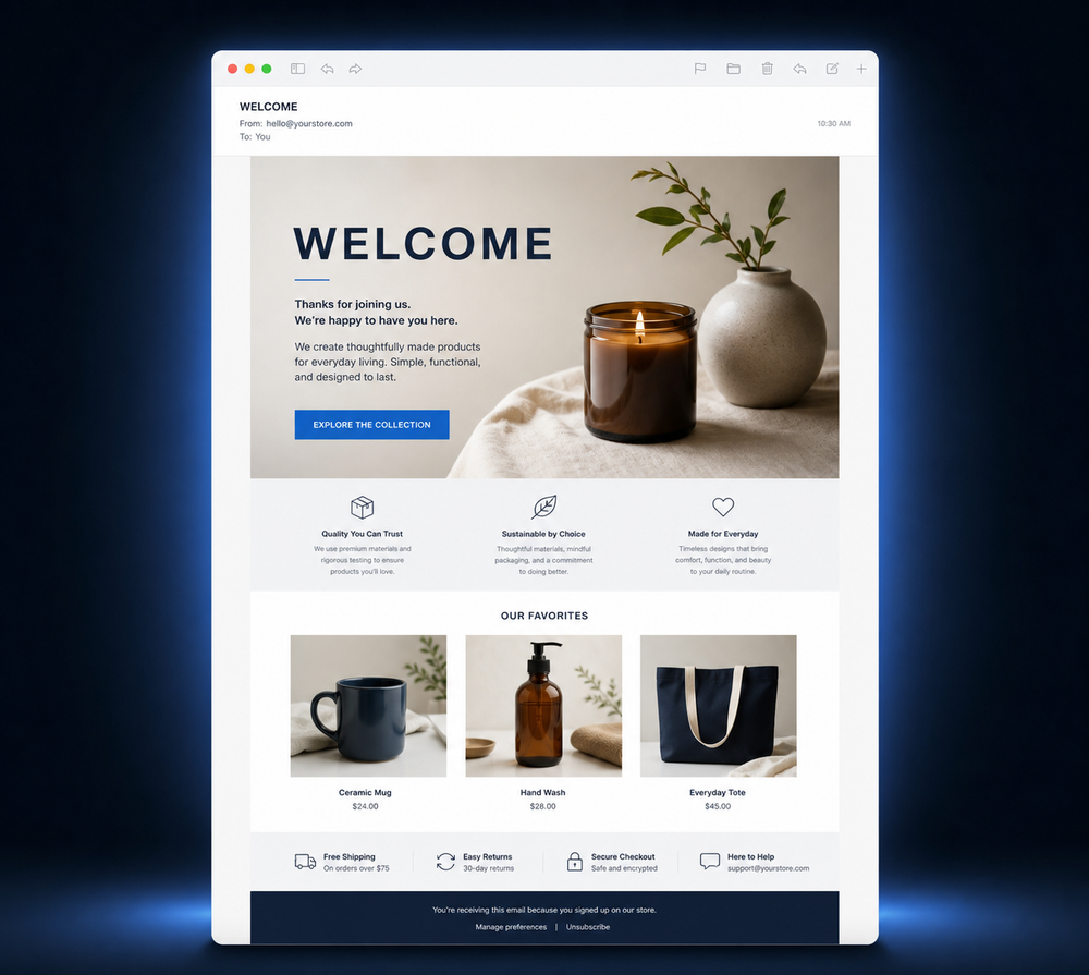 Welcome series email design